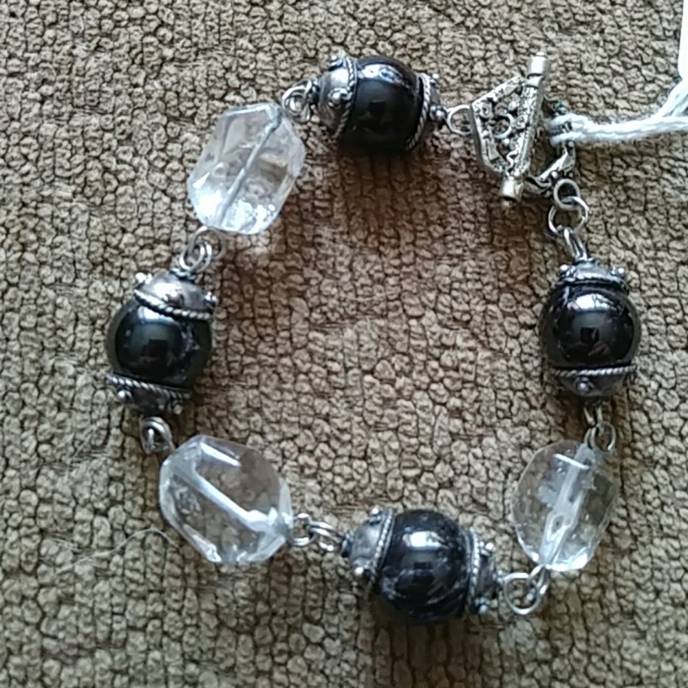 Clear Quartz & Garnet Bracelet